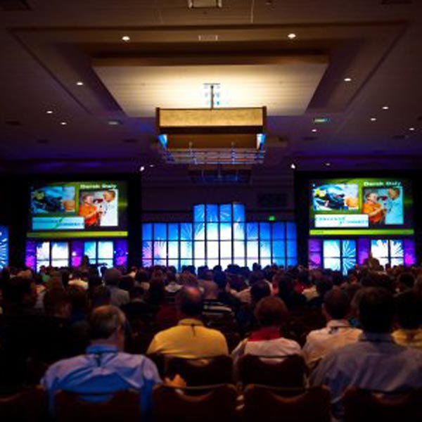Corporate event projection and AV presentation setup in Denver, CO